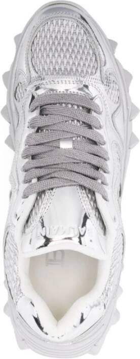 Balmain Metallic Panelled Mesh Sneakers Gray Heren