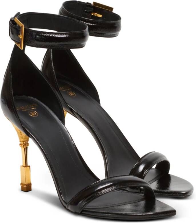 Balmain Moneta lakleren sandalen Black Dames