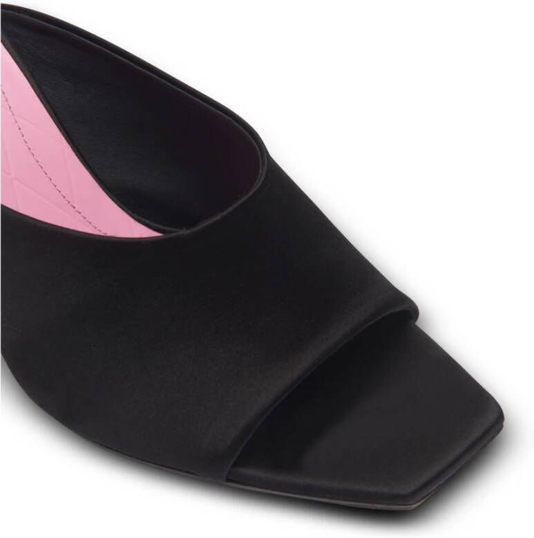 Balmain Moneta Satin Mules Black Dames