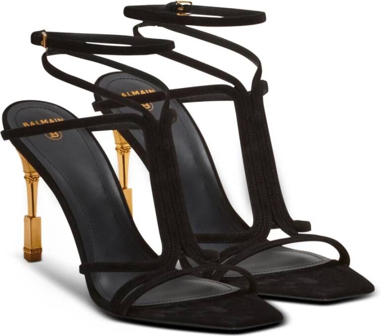 Balmain Moneta suède sandalen Black Dames