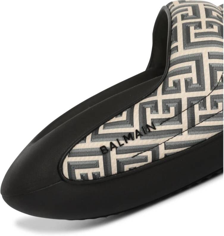 Balmain Quilted leather B-It mules with monogram print Zwart Dames