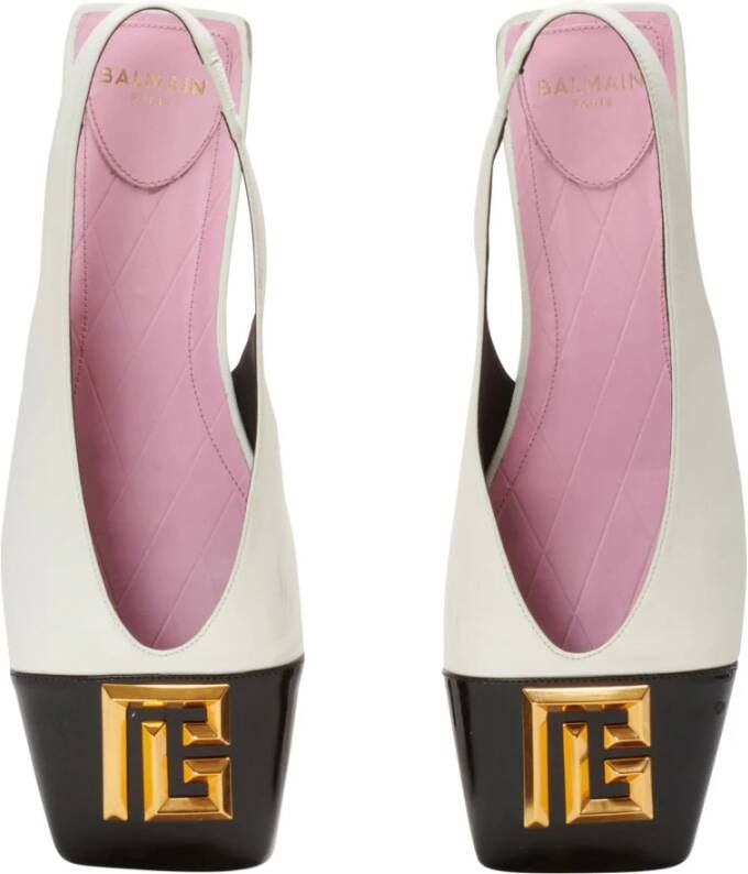 Balmain Platte Eden slingbacks in tweekleurig leer White Dames