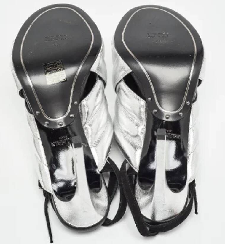 Balmain Pre-owned Leather sandals Gray Dames