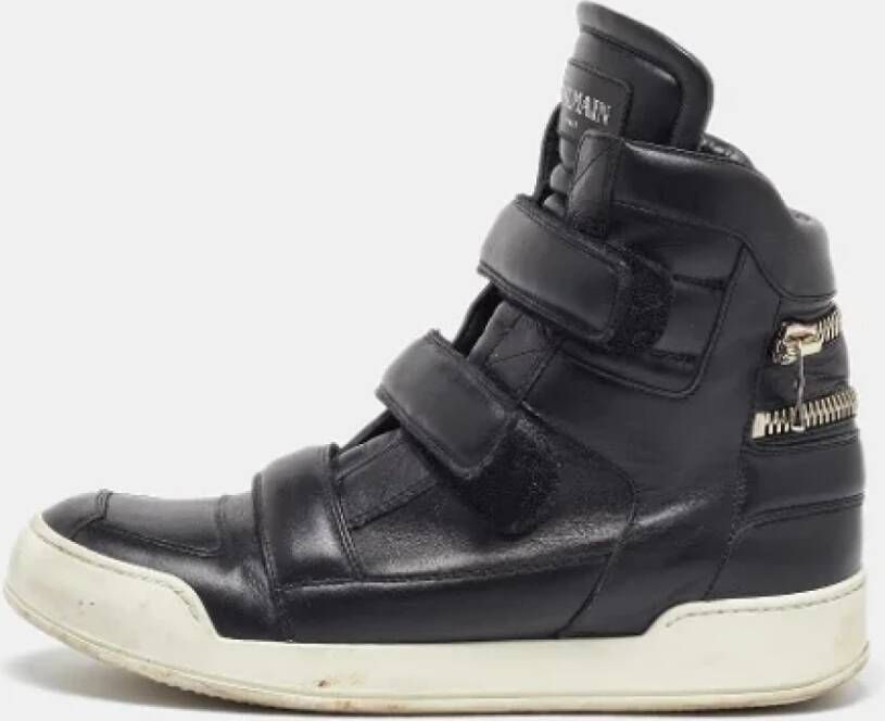 Balmain Pre-owned Leather sneakers Black Heren