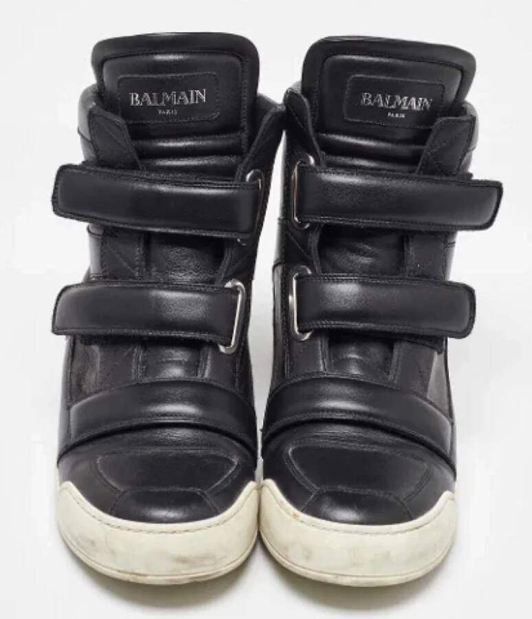 Balmain Pre-owned Leather sneakers Black Heren