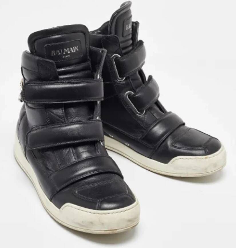 Balmain Pre-owned Leather sneakers Black Heren