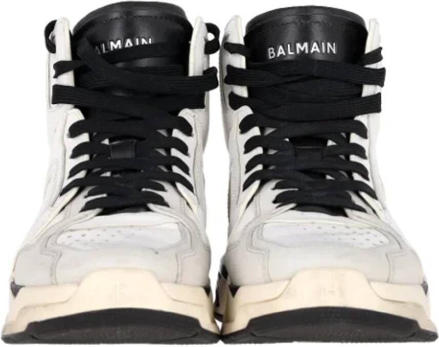 Balmain Pre-owned Leather sneakers White Heren