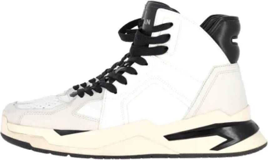 Balmain Pre-owned Leather sneakers White Heren