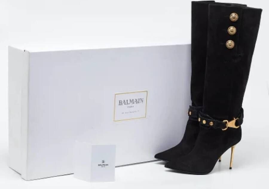 Balmain Pre-owned Suede boots Black Dames