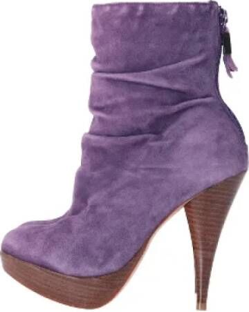 Balmain Pre-owned Suede boots Purple Dames