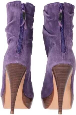 Balmain Pre-owned Suede boots Purple Dames