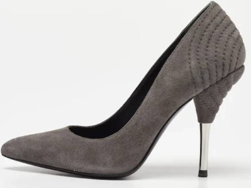 Balmain Pre-owned Suede heels Gray Dames