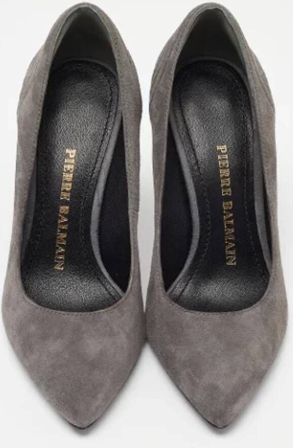 Balmain Pre-owned Suede heels Gray Dames