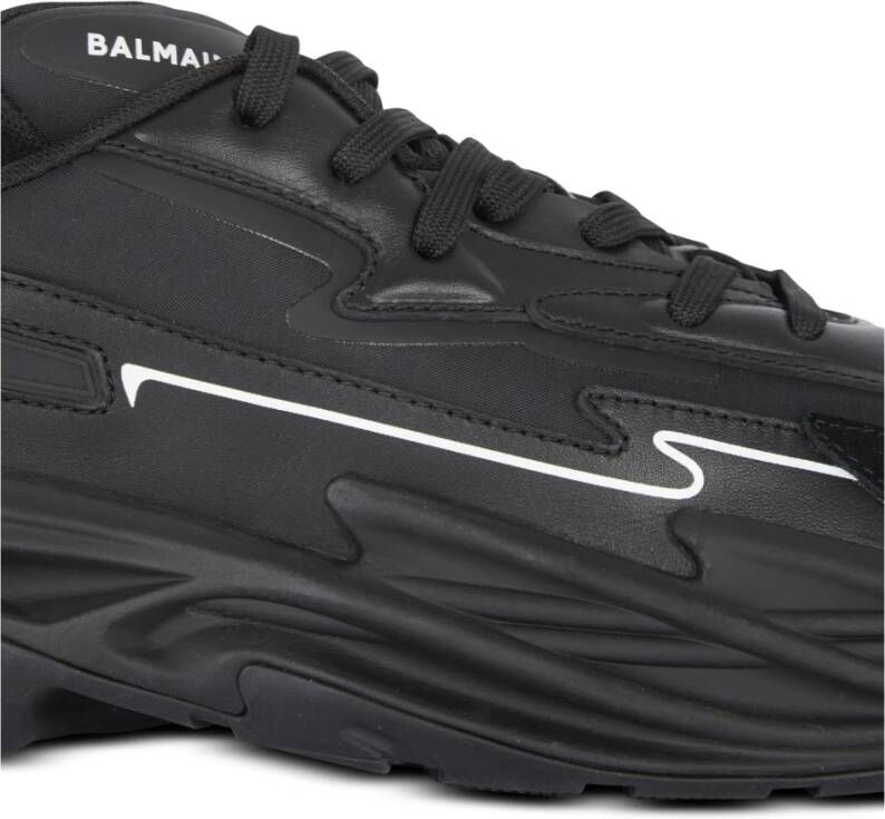 Balmain Ren-Roe lederen trainers Black Heren