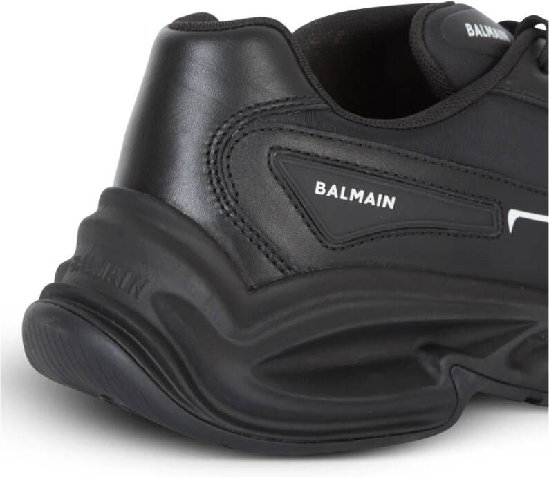 Balmain Ren-Roe lederen trainers Black Heren