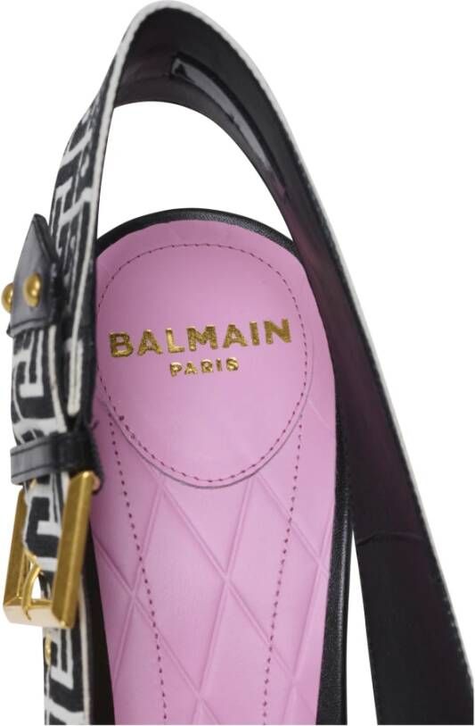 Balmain Ruby stilet slingbacks in kalfsleer en PB Labyrinth canvas Black Dames