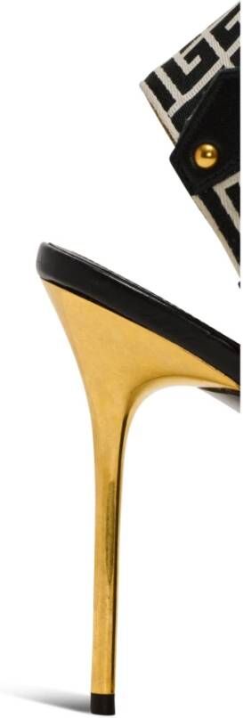 Balmain Ruby stilet slingbacks in kalfsleer en PB Labyrinth canvas Black Dames