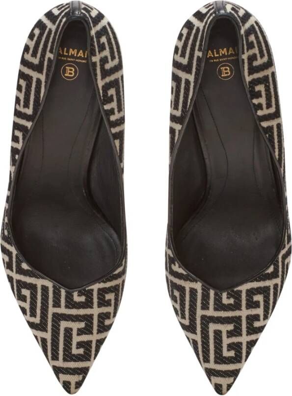 Balmain Ruby stiletto's met jacquard monogram Black Dames