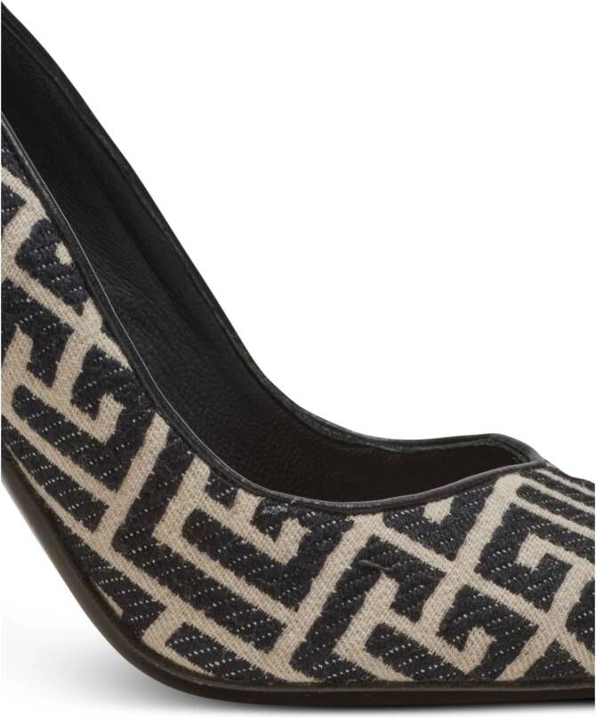 Balmain Ruby stiletto's met jacquard monogram Black Dames