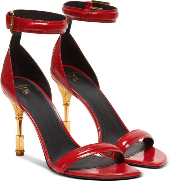 Balmain Moneta patent leather sandals Rood Dames