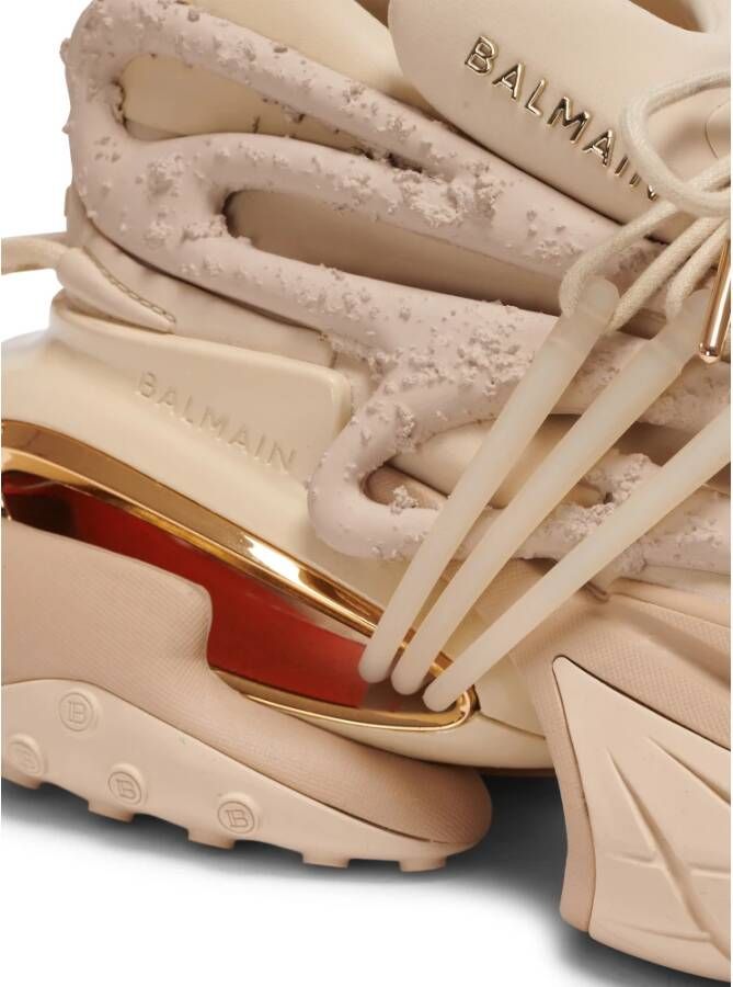 Balmain Eenhoorn lage sneakers van neopreen en leer. Beige Heren