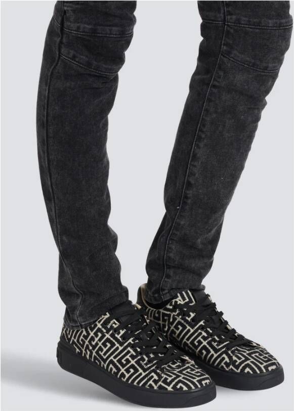 Balmain B-Court trainers met jacquard monogram Black Heren - Foto 3