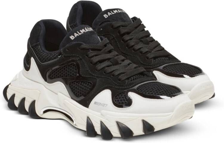 Balmain B-East trainer van leer suède en mesh Zwart Heren