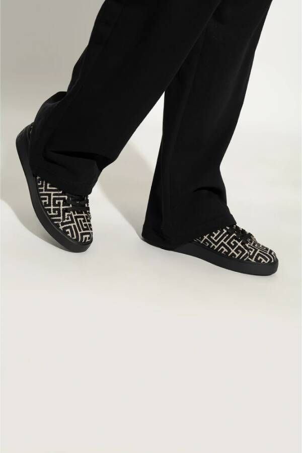 Balmain B-Court trainers met jacquard monogram Black Heren - Foto 4