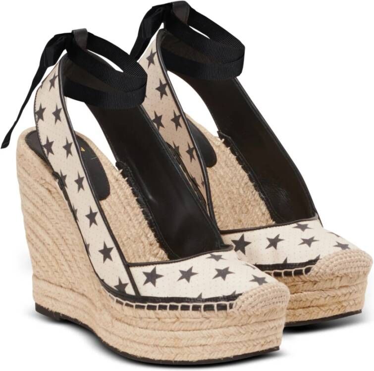 Balmain Sterrenprint Sleehak Espadrilles Beige Dames