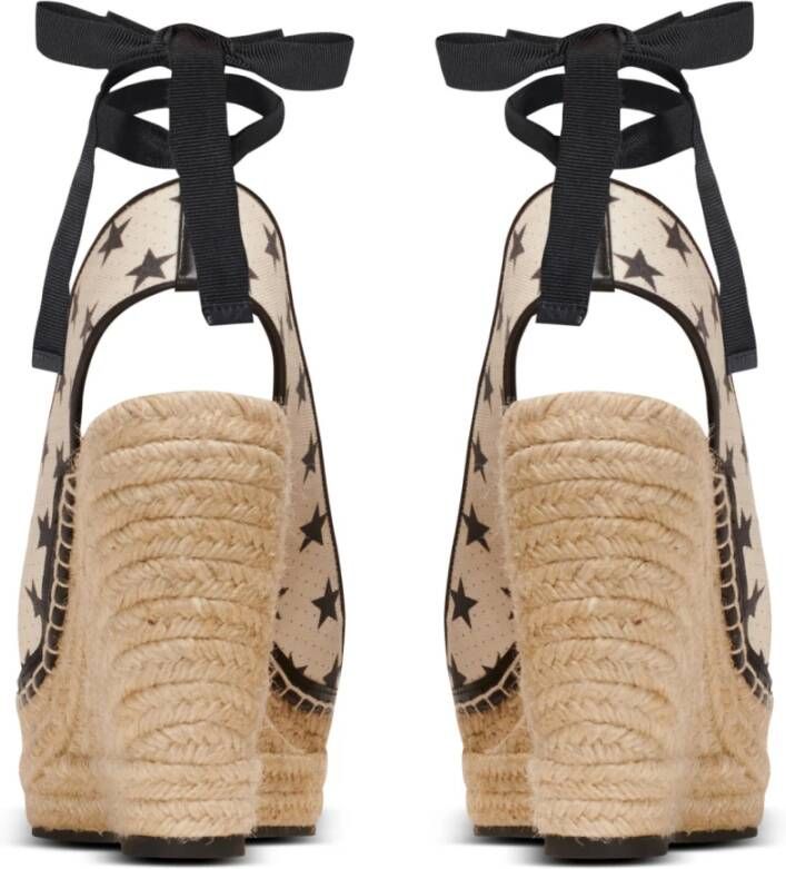 Balmain Sterrenprint Sleehak Espadrilles Beige Dames