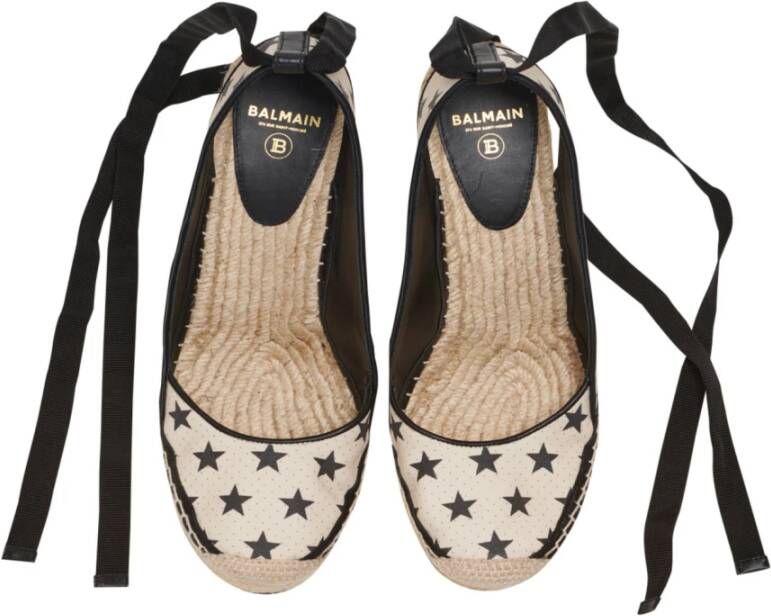 Balmain Sterrenprint Sleehak Espadrilles Beige Dames