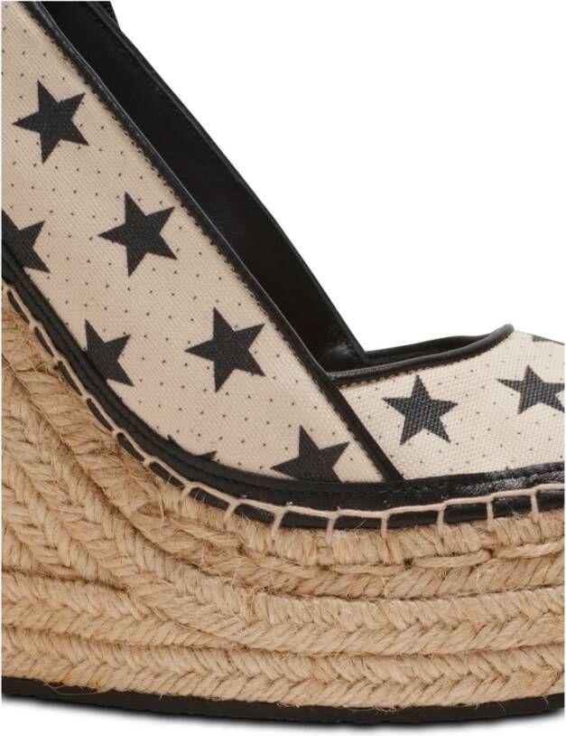 Balmain Sterrenprint Sleehak Espadrilles Beige Dames