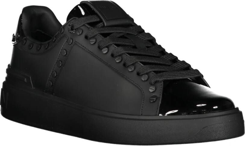 Balmain Studded Leren Sneakers Black Heren