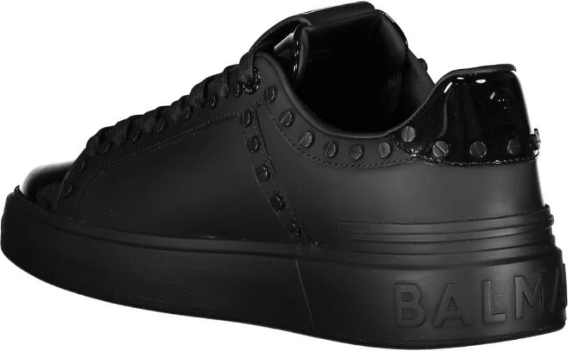 Balmain Studded Leren Sneakers Black Heren