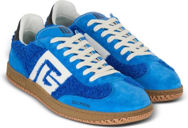 Balmain Suede en bouclé Swan trainers Blue Heren