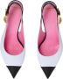 Balmain Twee-tone kalfsleren Eva pumps met een reliëf ruitmotief White Dames - Thumbnail 5