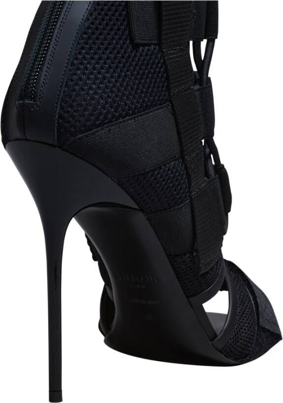 Balmain Uma sandalen met klittenband en mesh Zwart Dames