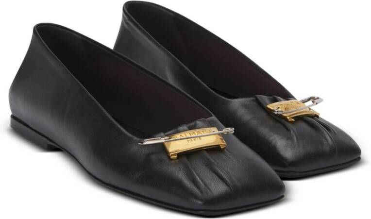 Balmain Veiligheidsspeld ballerina's in gerimpeld lamsvacht Black Dames