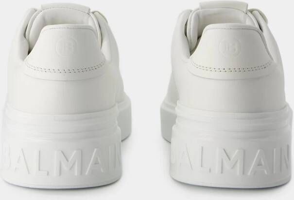 Balmain Witte Leren Court Sneakers White Dames