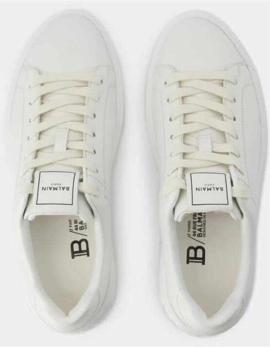 Balmain Witte Leren Court Sneakers White Dames