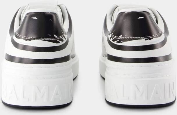 Balmain Witte Leren Court Sneakers White Heren