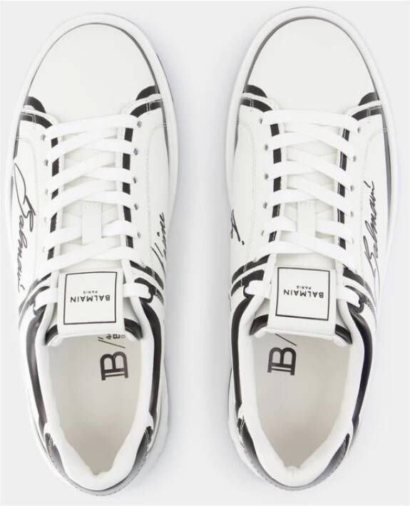 Balmain Witte Leren Court Sneakers White Heren