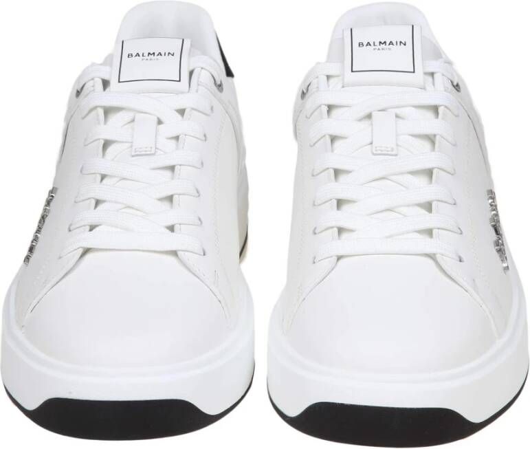 Balmain Wit zwart kalfsleren sneakers ronde neus White Heren