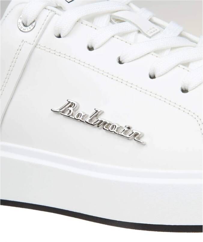 Balmain Wit zwart kalfsleren sneakers ronde neus White Heren