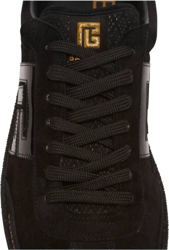 Balmain Zwaan suède en lakleren sneakers Black Heren