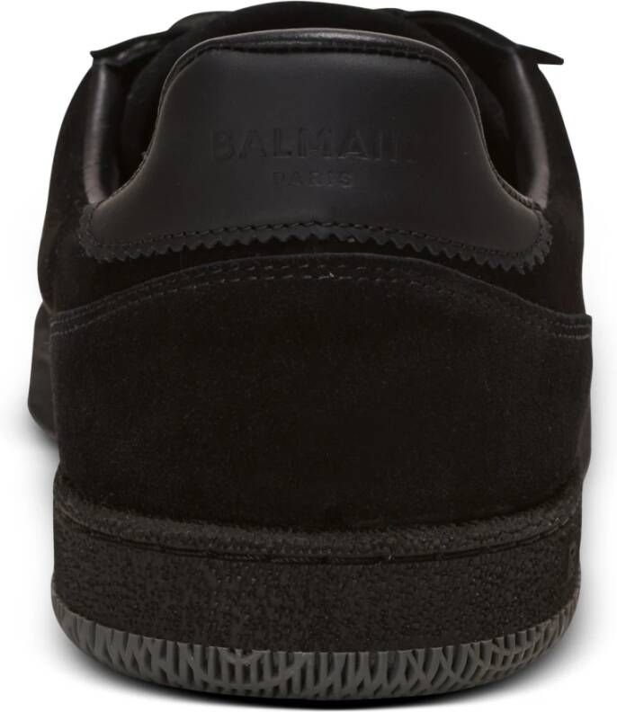 Balmain Zwaan suède en lakleren trainers Black Heren