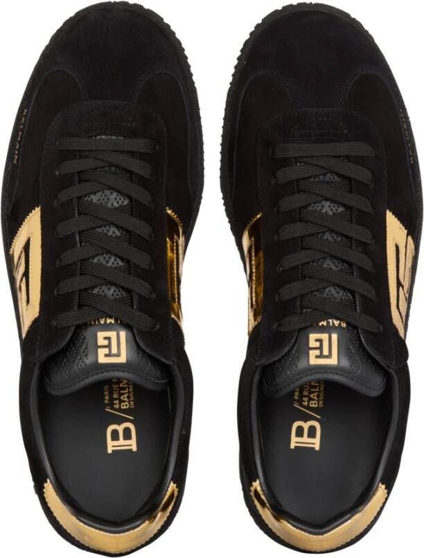 Balmain Zwaan suède en lakleren trainers Black Heren