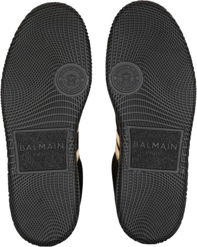 Balmain Zwaan suède en lakleren trainers Black Heren