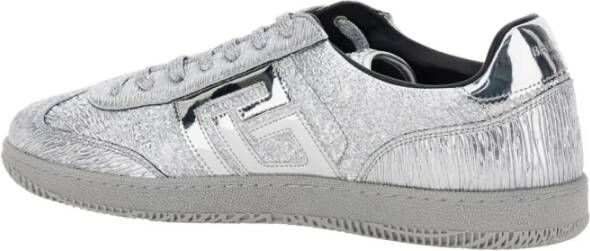 Balmain Zwaan-Textuur Spiegel Leren Sneakers Gray Heren