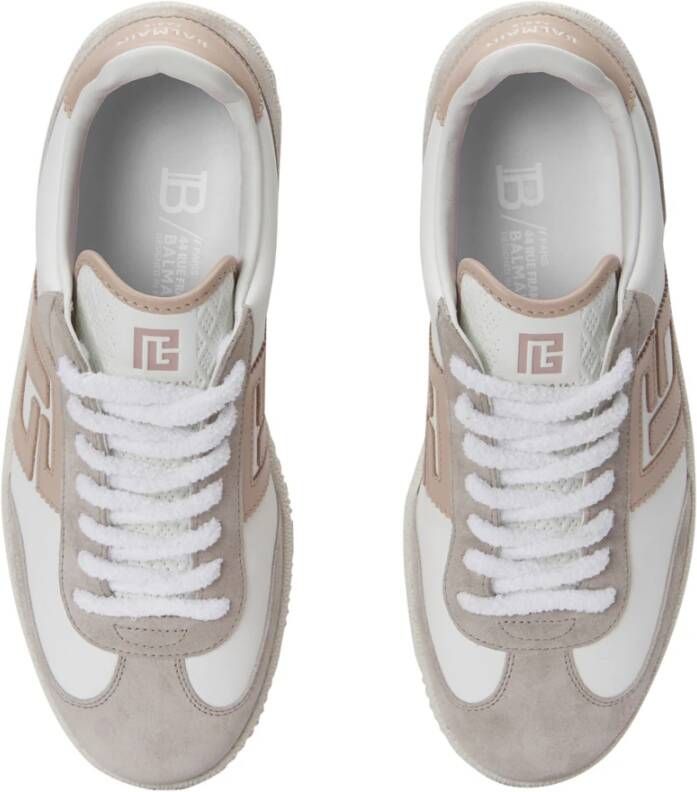 Balmain Zwaan trainers in kalfsleer en suède Beige Dames